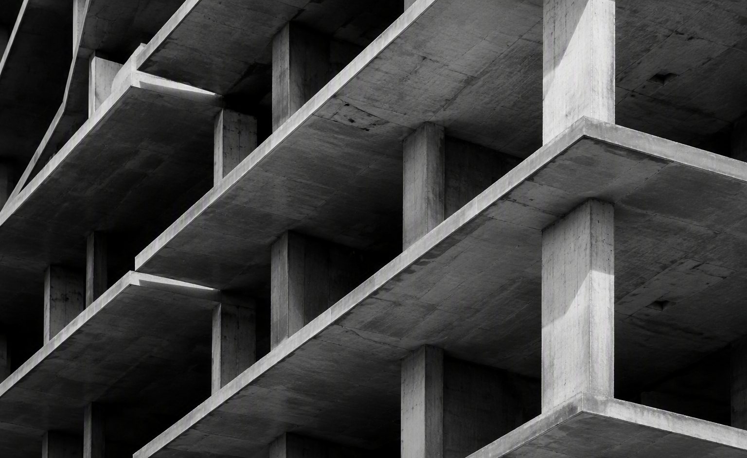 Concrete and steel structure of a building under construction