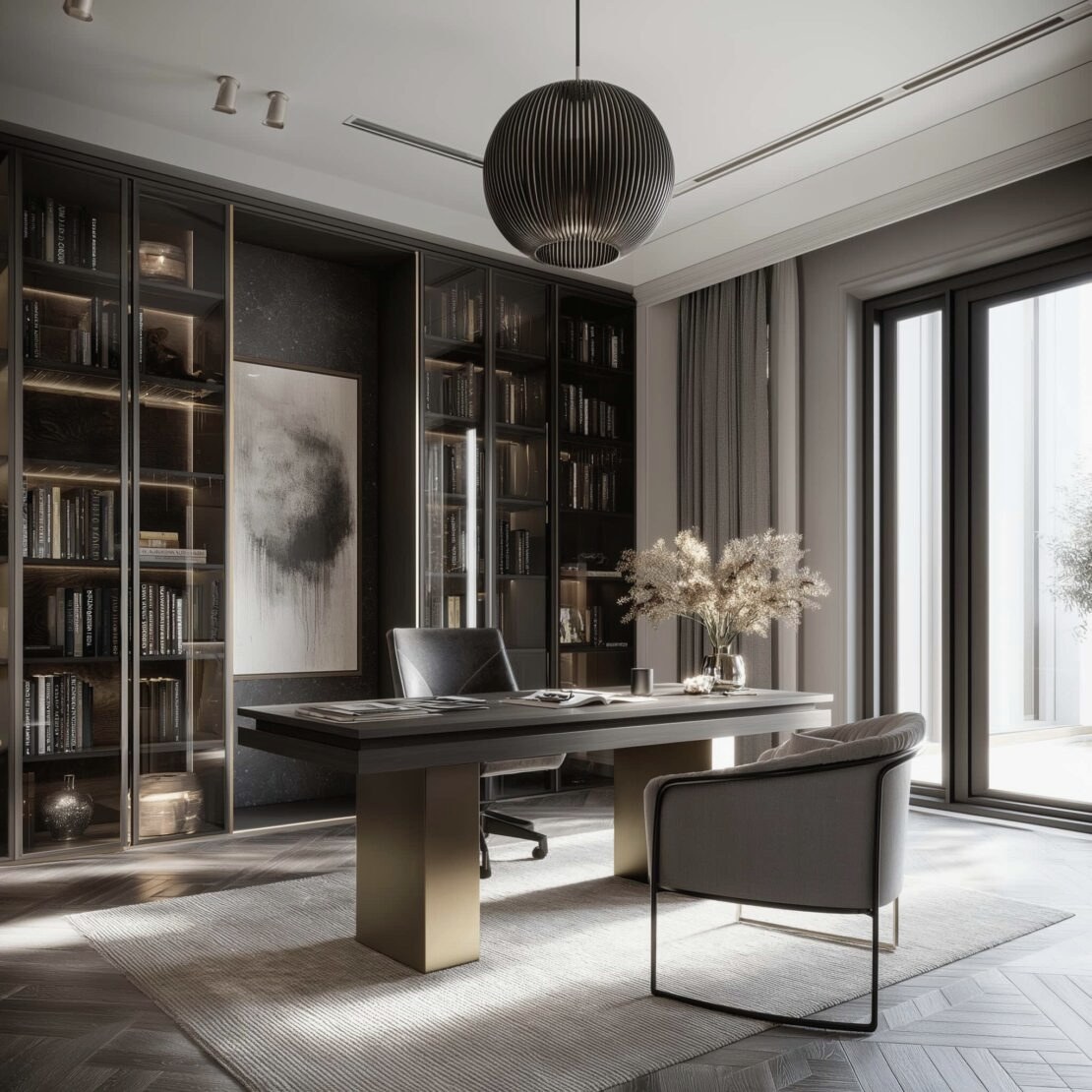 Private executive office with architectural lighting